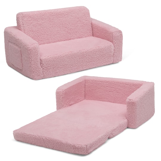 Delta Children Cozee Flip Out Sherpa 2 in 1 Convertible Sofa to Lounger for Kids